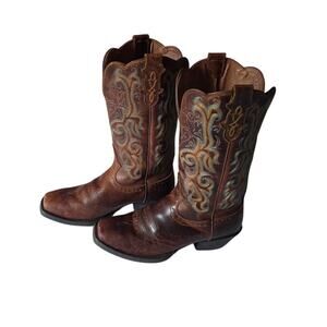 Justin Women's Stampede Durant Western Cowboy Boot 10B Leather Upper Multi-Color